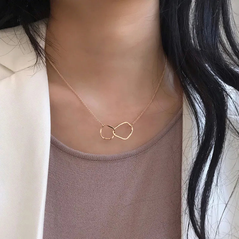 Two Round Shaped Necklaces Female Exquisite Geometric Women Chain Choker Neck Necklace Birthday Gift for Ladies Fashion Jewelry