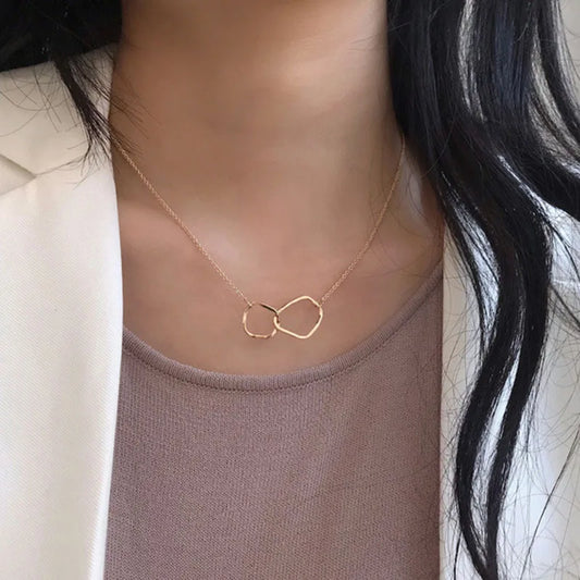 Two Round Shaped Necklaces Female Exquisite Geometric Women Chain Choker Neck Necklace Birthday Gift for Ladies Fashion Jewelry