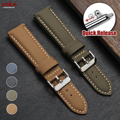 Quick Release Watch Band for Men Women Watchband Retro Cowhide Watch Strap Replacement Belt 18mm 20mm 22mm Vintage Brown Straps - BeeTrendyShop.COM