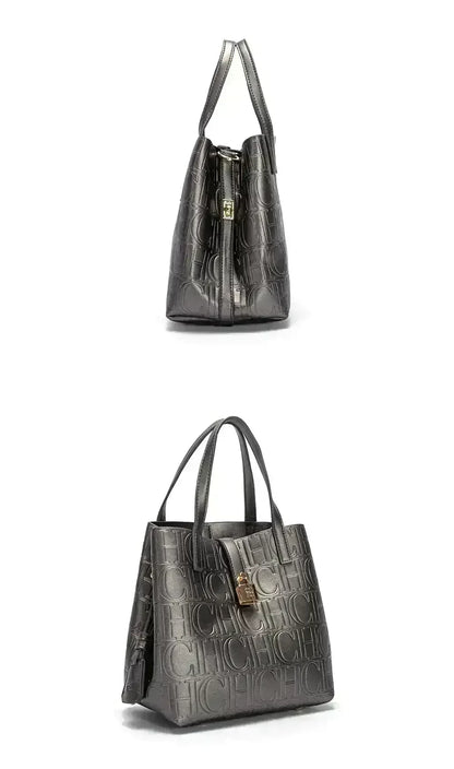 CH Large Capacity Handbag Luxury Brand Temperament Letter Print with Lock Design 2025 Trendy Women's Crossbody Bag - BeeTrendyShop.COM