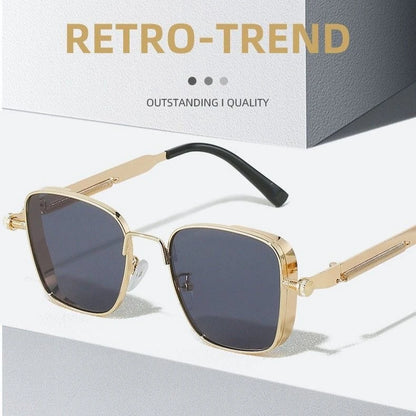 KUIMIM Steampunk Driving Sunglasses – Vintage Metal Frame UV400 Spring Hinge
