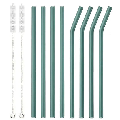 8Pcs Reusable Glass Straws – Colorful Eco-Friendly Borosilicate Drinking Straws