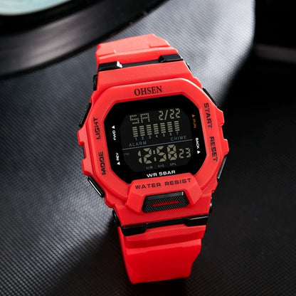 Men's Outdoor Tactical Digital Watch – Green Silicone, Waterproof, Big Dial, Sport Wristwatch