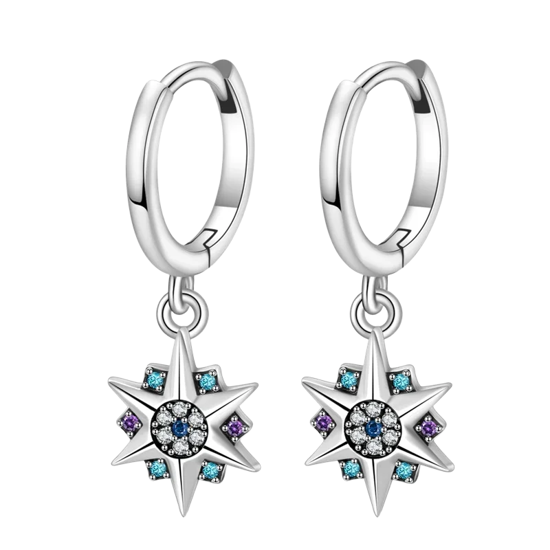 Sparkling Hoop Earrings 925 Sterling Silver Moon Pearl Heart Crystal Luxury Romantic Earing Fit Woman Wedding Party Jewelry Gift