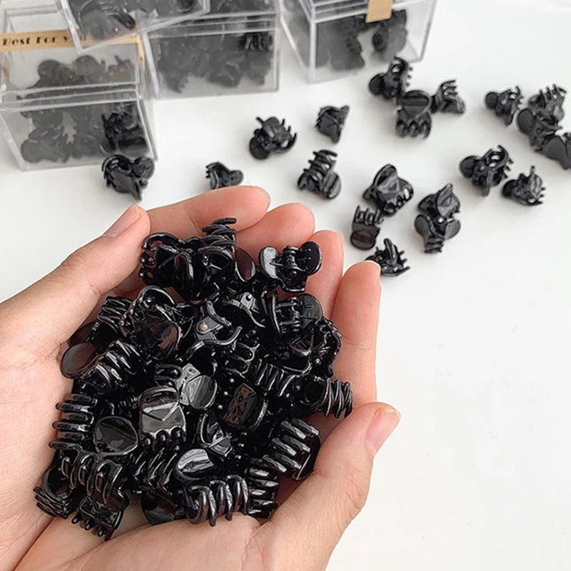 Mini Black Hair Claw Clips – Plastic Ponytail Hairpins for Women & Girls (10/20/30Pcs)