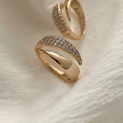 18K Gold Plated Sun Ring – Natural Stone Inlaid Trendy Jewelry for Women