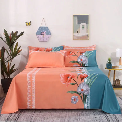 Modern Polyester Cotton Flat Bed Sheet – Soft Bed Linen for Single, Queen & King Size (No Pillow Covers)