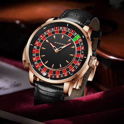 PINDU Gambling Series Automatic Mechanical Watch – Roulette Poker Dial, Unique Design