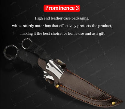Handmade Forged Meat Cleaver & Boning Knife – Kitchen, Fishing & BBQ Knife with Cover