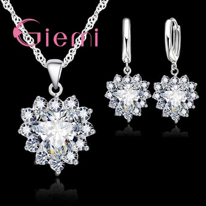 Love Heart Crystal Jewelry Set – Necklace & Earrings for Women