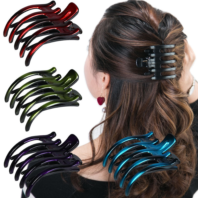 Simple Black Ponytail Hair Claw Clip – Korean Acrylic Barrette for Women
