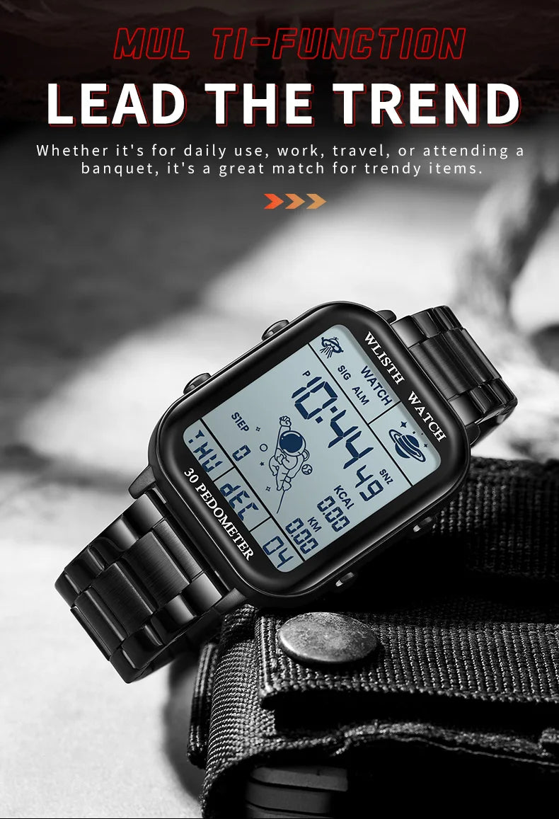 Digital Watche for Man Stopwatch Wristwatch Clock Electronic Watch Outdoor Timing Wristwatch Multi-Function Digital montre homme