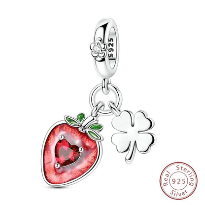 925 Sterling Silver Red Wine, Chili & Dumbbell Charm Bead – Fun DIY Jewelry