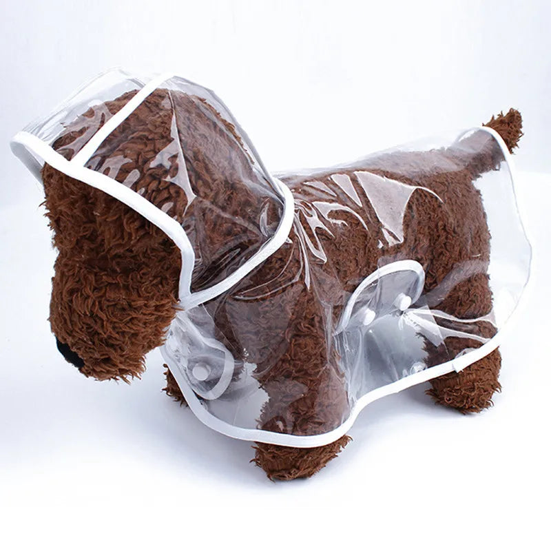 Clear Plastic Dog Rain Poncho - Waterproof Cape with Color Edges