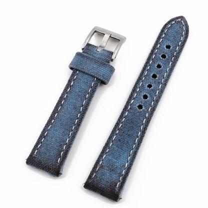 Retro Wet Wax Canvas Watch Band 18mm 19mm 20mm 21mm 22mm Gray Blue Brown Green Denim Strap Replacement Quick Release Watchbands - BeeTrendyShop.COM