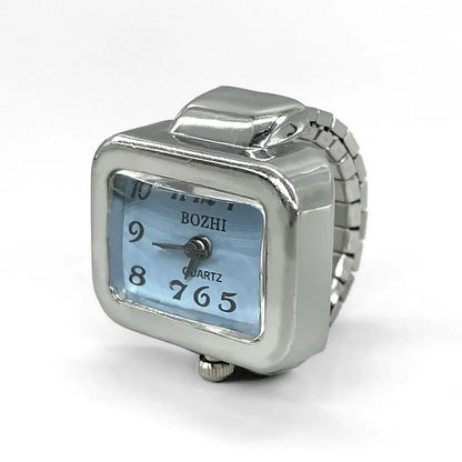 Vintage Punk Finger Watch Mini Elastic Strap Alloy Watches Couple Rings Jewelry Clock Retro Roman Quartz Watch Rings Women Men - BeeTrendyShop.COM