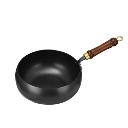 28CM Handmade Pure Iron Big Belly Frying Pan – Non-Coating Smooth Stew Pot