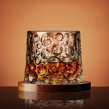 Spinning Whiskey Tumbler Glass – Rotating Crystal Brandy Cup