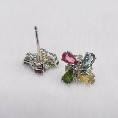 SACE GEMS 925 Sterling Silver Natural Tourmaline Stud Earrings – Fine Jewelry Gift for Women