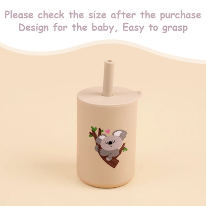 Baby Feeding Straw Cup – Anti-Hot Leakproof Silicone Toddler Water Bottle