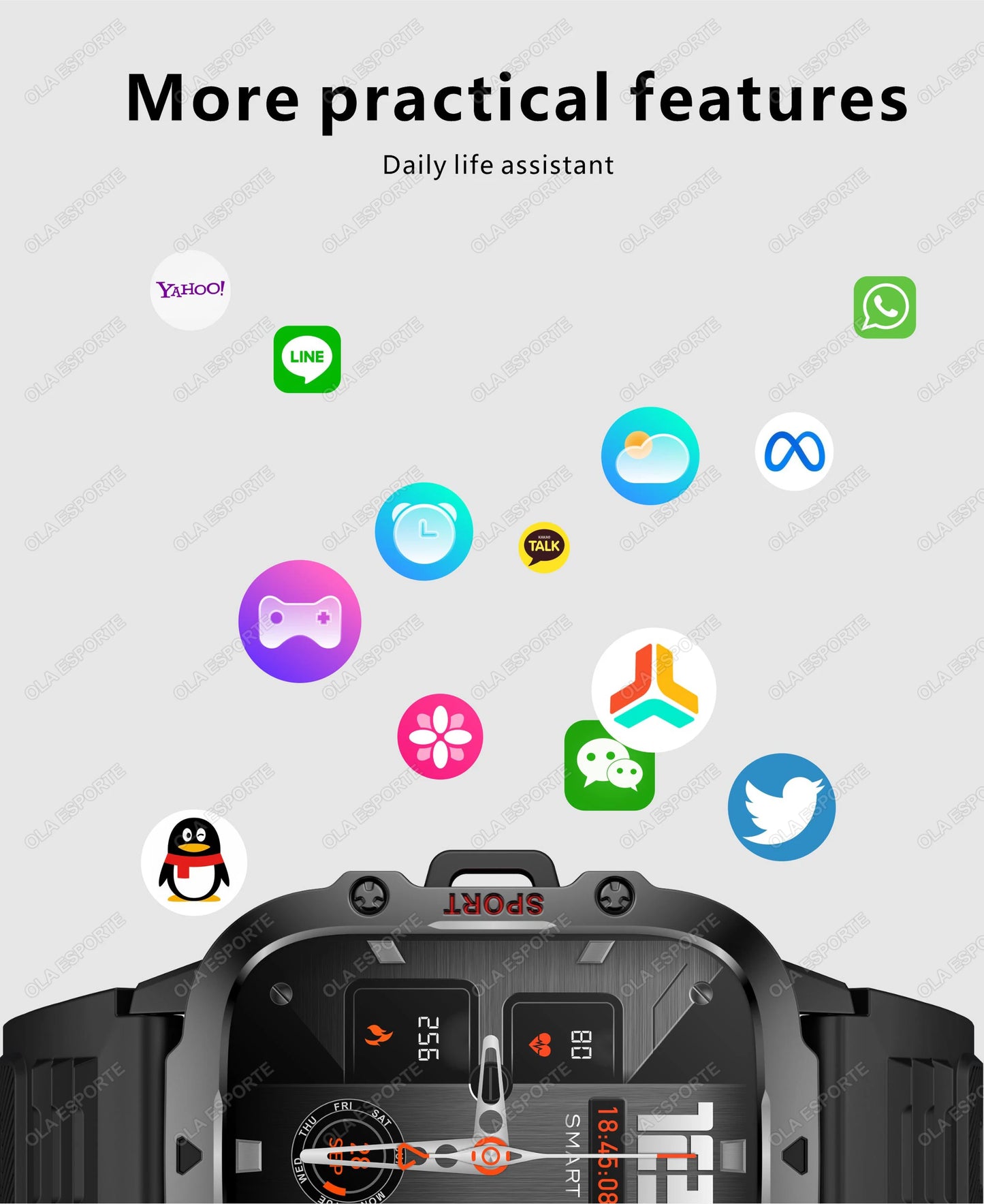 Military Smart Watch Men IP68 5ATM Outdoor Sports Fitness Tracker Health Monitoring 1.81Inch Bluetooth Calls Smartwatch