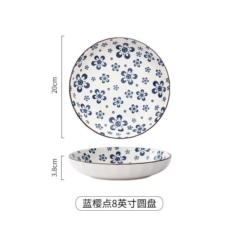 Japanese Ceramic Tableware Underglaze Color Dishes Rice Bowl
