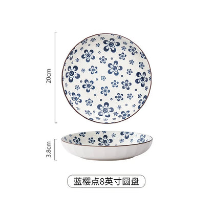 Japanese Ceramic Underglaze Rice Bowl – Colorful Tableware Dishes for Home & Restaurant