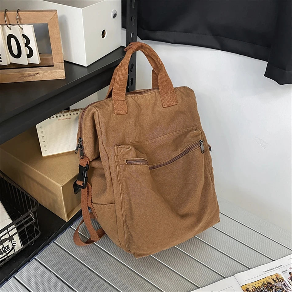 Canvas Backpack Vintage School Bag
