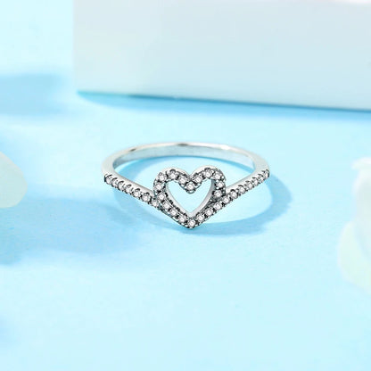925 Sterling Silver Love Heart Crown Ring – Rose Gold Engagement Jewelry