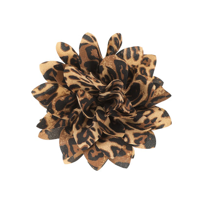 Leopard Print Flower Hair Claw Clip – Vintage Barrette for Women