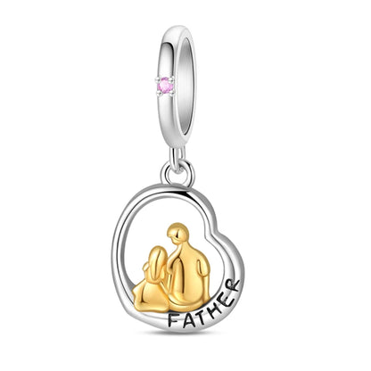 925 Sterling Silver Mom & Daughter Heart Charm – Mother's Day DIY Jewelry