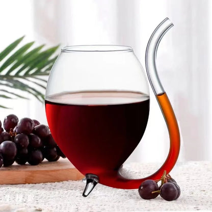 Clear Wine Glass Cup with Straw – Cocktail Beer Drinks Bar Gift