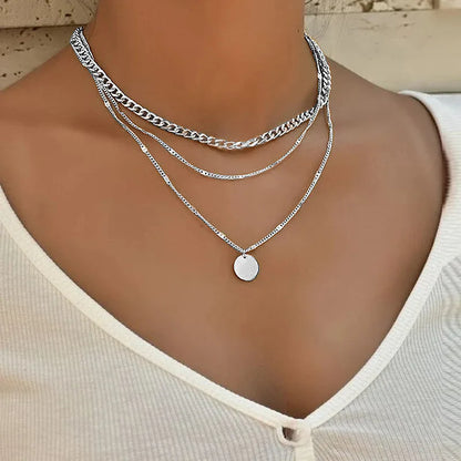 Vintage Layered Pendant Necklace – Women’s Link Chain Fashion Jewelry