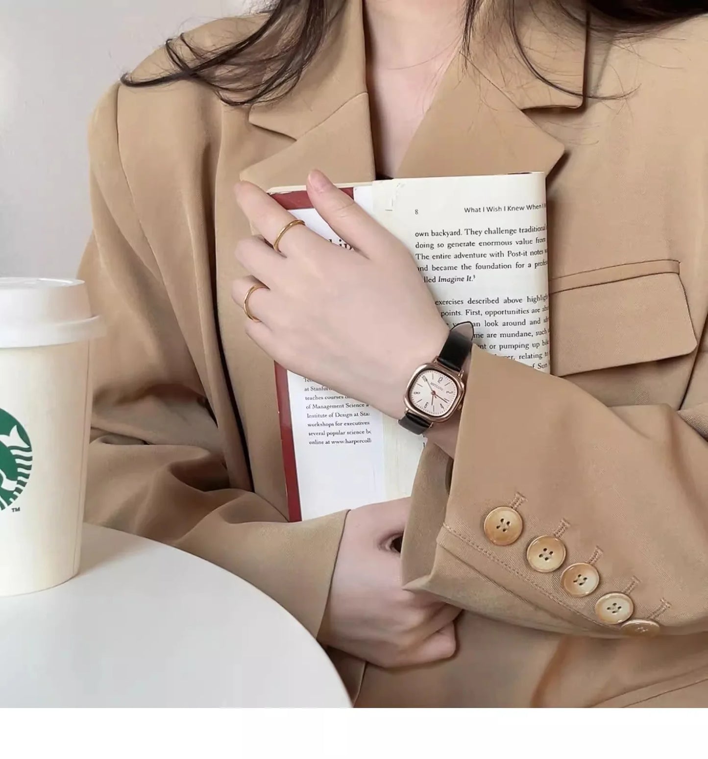 Casual Wrist Watches Retro Square Quartz Digital Mini Dial Leather Strap Fashionable Clock Waterproof Wristwatch for Women - BeeTrendyShop.COM