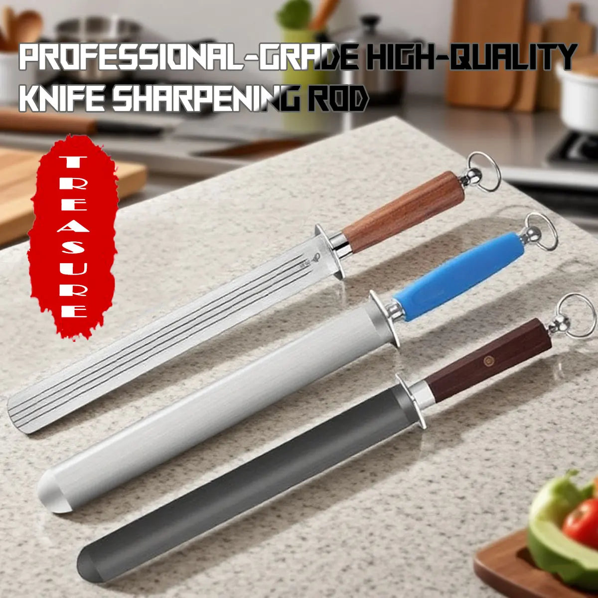 Professional Tungsten Knife Sharpening Steel Honing Rod for Chef Kitchen Knives Durable Long Lasting Blade Sharpener Tool
