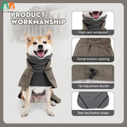 English Plaid Dog Vest - Fleece Lined Windbreaker with Traction Eyelets - BeeTrendyShop.COM