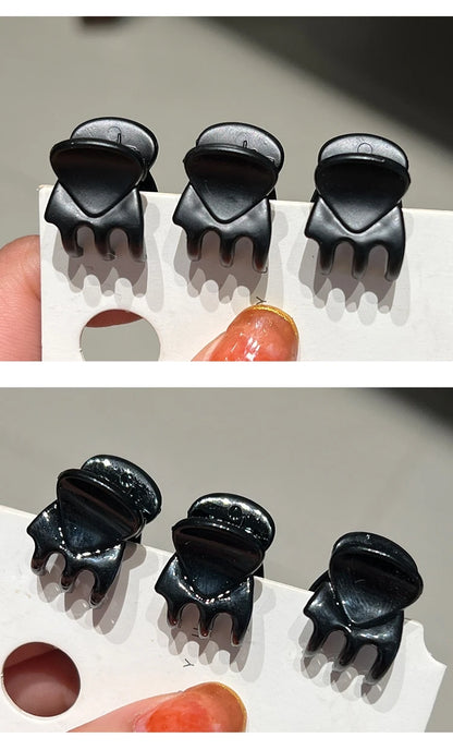 Mini Hair Claw Clips – Black Plastic Hairpins for Women, Girls & Kids