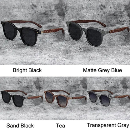 Retro Wood Grain Sunglasses – UV400 Square Frame for Men & Women