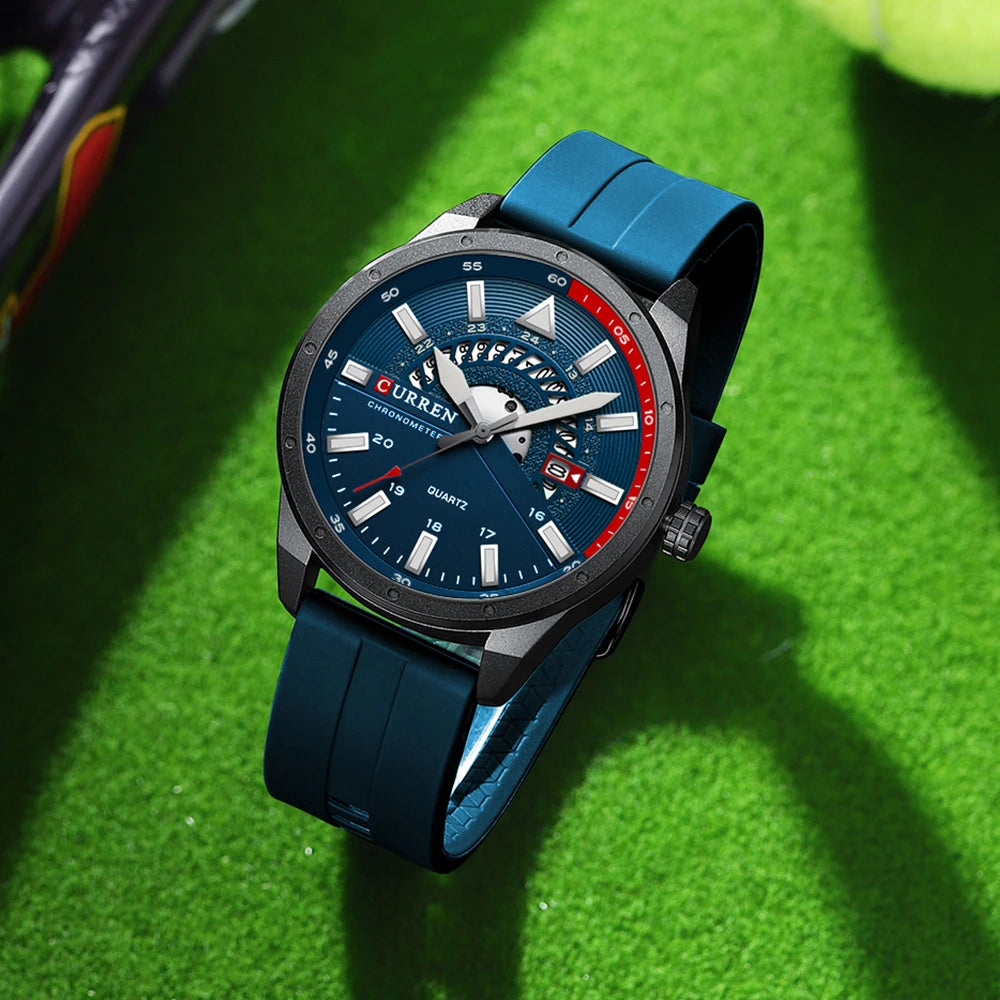 CURREN Fashion Men Watch Top Brand Luxury Waterproof Sport Mens Watches Silicone Automatic Date Military Wristwatch - BeeTrendyShop.COM