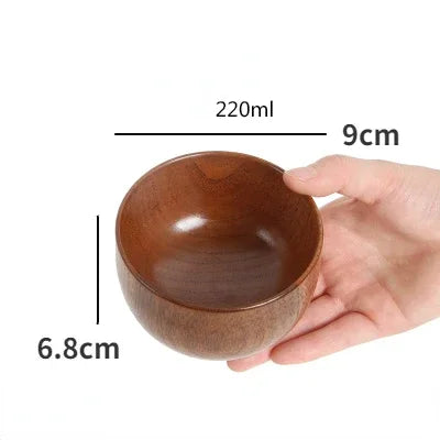 Japanese Jujube Wood Soup & Rice Bowl – Solid Wood Salad Bowl for Children, Baby & Adults