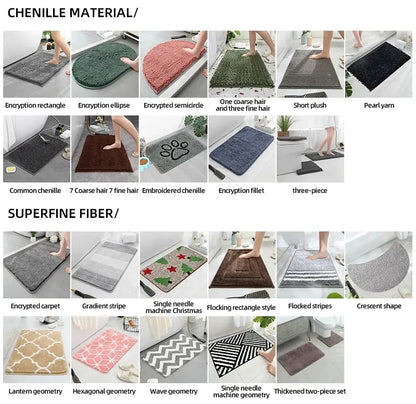 Modern Minimalist Solid Color Floor Mat, Square Long Plush, Thickened Absorbent Carpet, Bathroom Door Mat, Non Slip Mat - BeeTrendyShop.COM