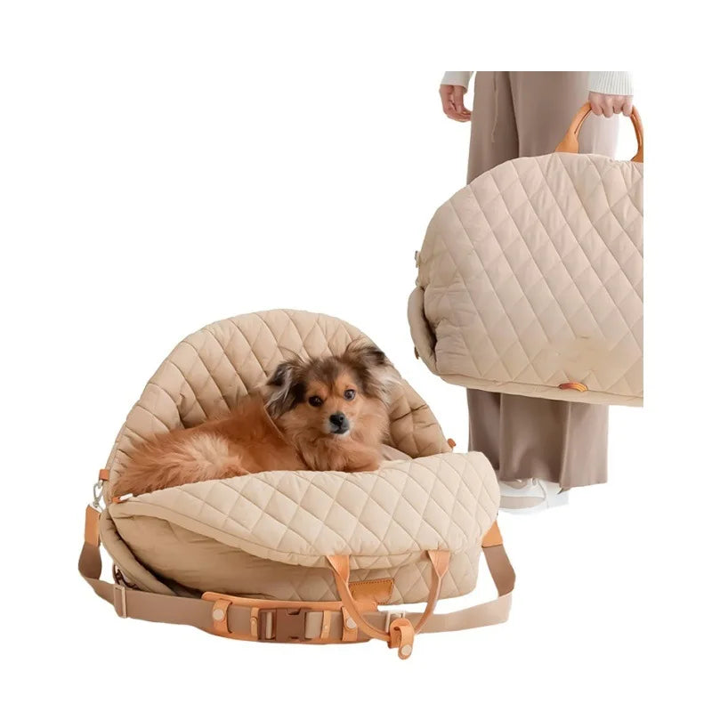 Luxury Pet Carrier Handbag & Car Seat Booster – 3-in-1 Washable Travel Bag for Small Dogs & Cats