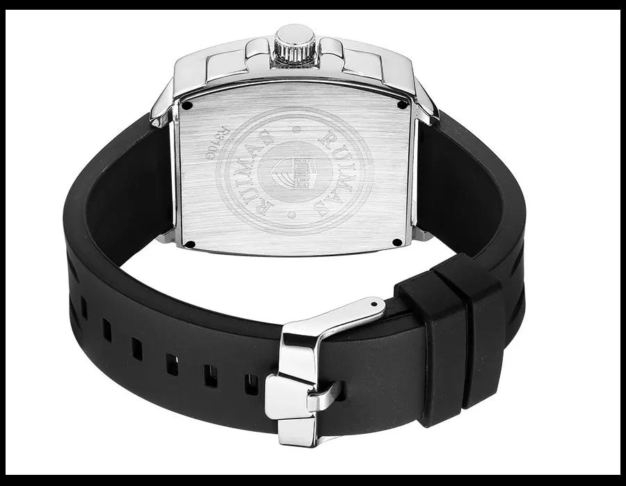 MEGIR & RUIMAS Quartz Watches for Men Military Sport Silicone Strap Wristwatch Tonneau Dial 3atm Waterproof Luminous Hands 310 - BeeTrendyShop.COM