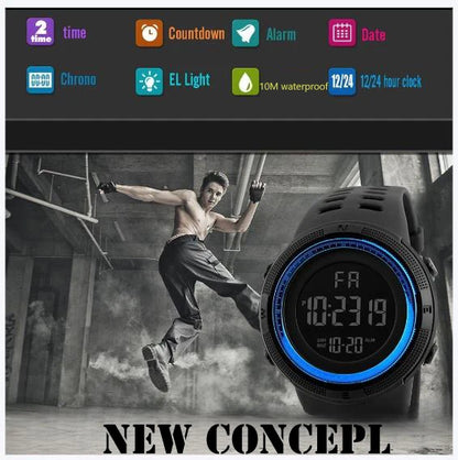 Men's Digital Electronic Watch Sports Glow 49mm Large Dial Student Outdoor Adventure Trend Multifunctional Maler fashion Watches - BeeTrendyShop.COM