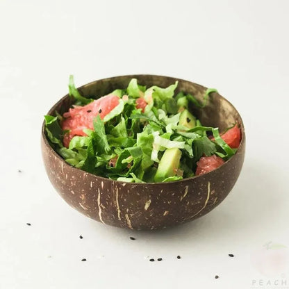 Natural Coconut Shell Bowls – Reusable Wooden Salad & Breakfast Serving Bowls for Parties