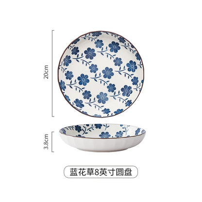 Japanese Ceramic Underglaze Rice Bowl – Colorful Tableware Dishes for Home & Restaurant