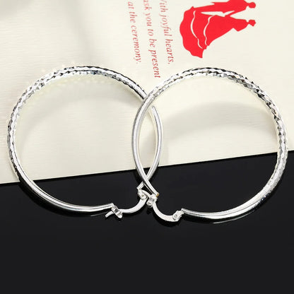 925 Sterling Silver 5cm Circle Hoop Earrings – Classic Fashion Jewelry for Women