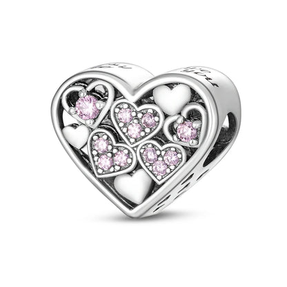 925 Sterling Silver Tree of Life & Peach Heart Charm Bead – Sweet Love DIY Jewelry