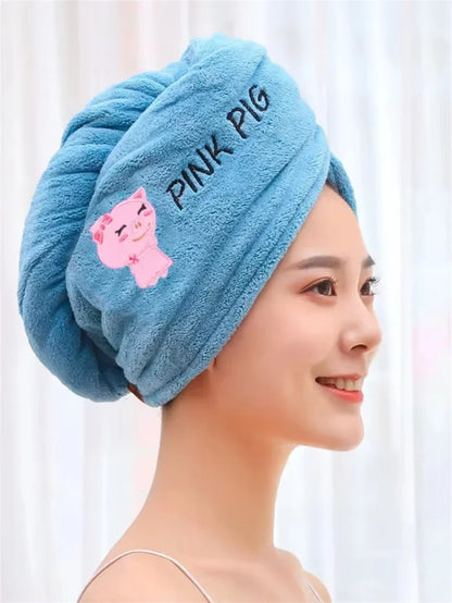 Women Dry Hair Towel Embroidered Coral Velvet Ladies Microfiber Soft Shower Cap Head Wrap Absorbent Fast Dry Ladies Head Towel - BeeTrendyShop.COM