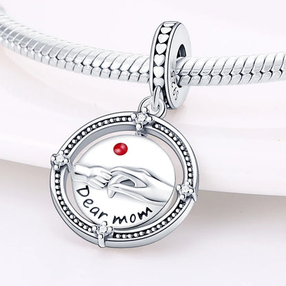 925 Sterling Silver Mom & Daughter Heart Charm – Mother's Day DIY Jewelry
